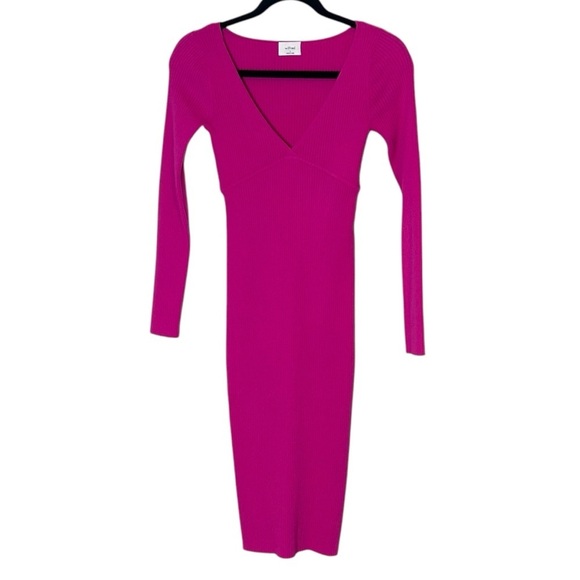 Aritzia Wilfred Gabrielle Dress- Pink Ribbed Sweater Dress- Size Small - Picture 6 of 13